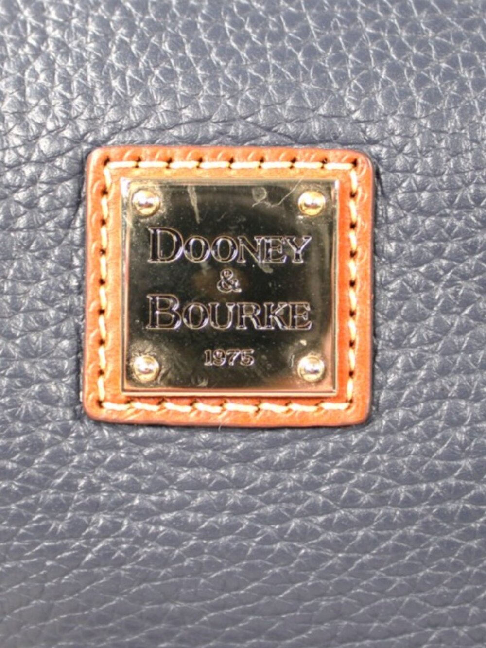 Dooney & Bourke Pebble Grain Leather Satchel Navy & British Tan Crossbody Bag - Picture 10 of 11